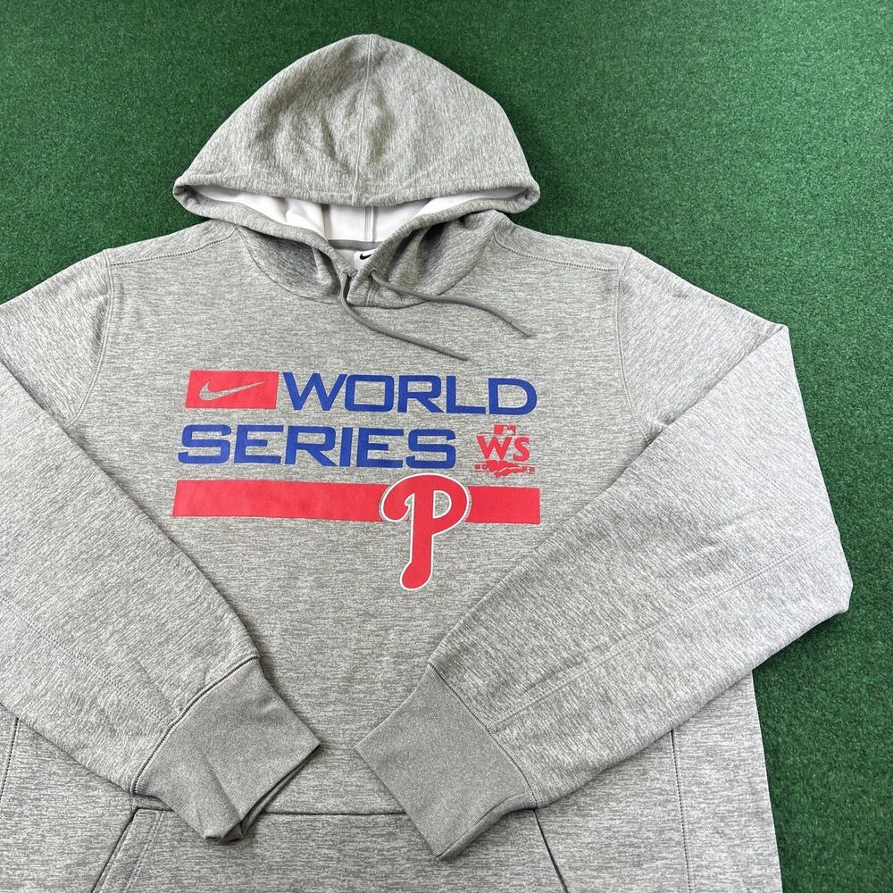 Philadelphia Phillies Hoodie Mens L Gray Nike Swoosh World Series 2022 Dugout